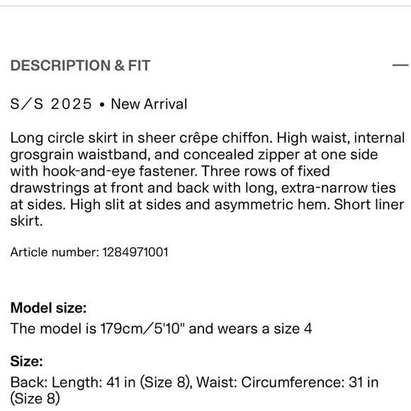 H&M S/S 25 Edition Chiffon Circle Skirt Butter Yellow NWT - Picture 2 of 8